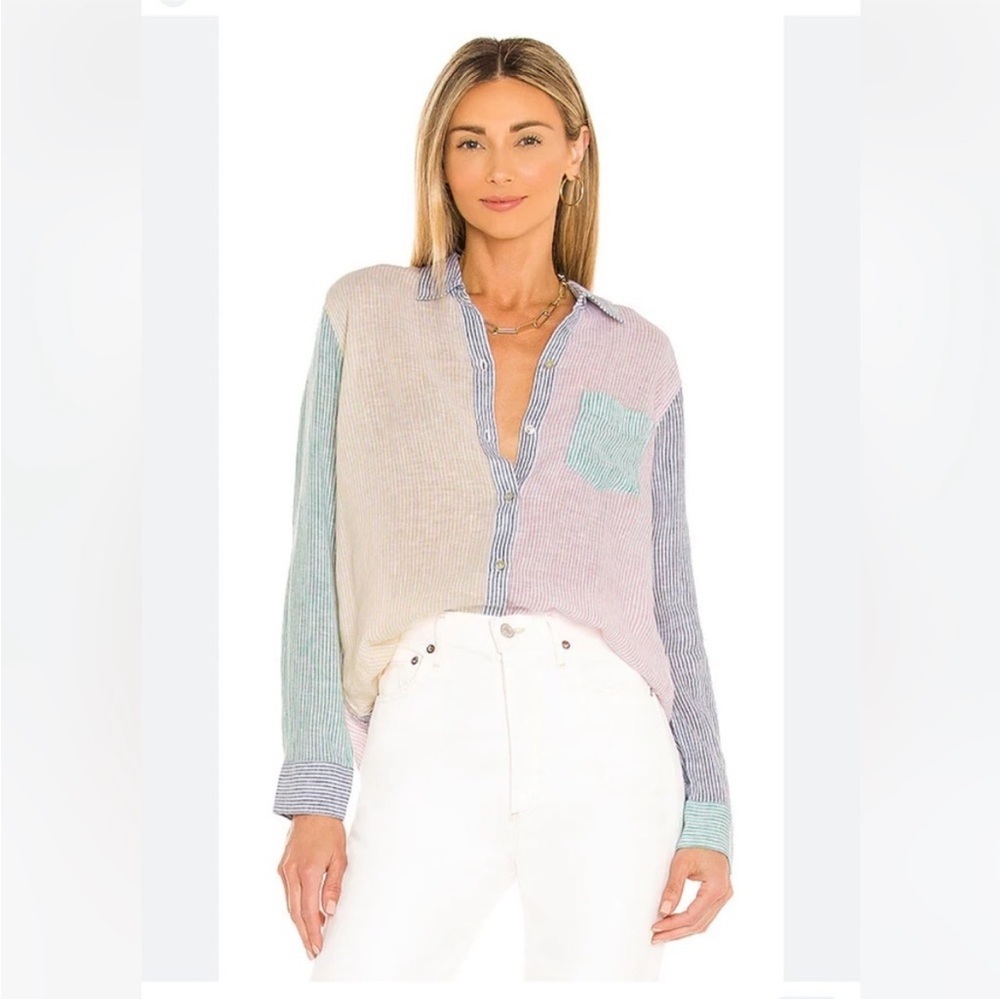 Rails Rainbow Color Block 
Button Down Shirt